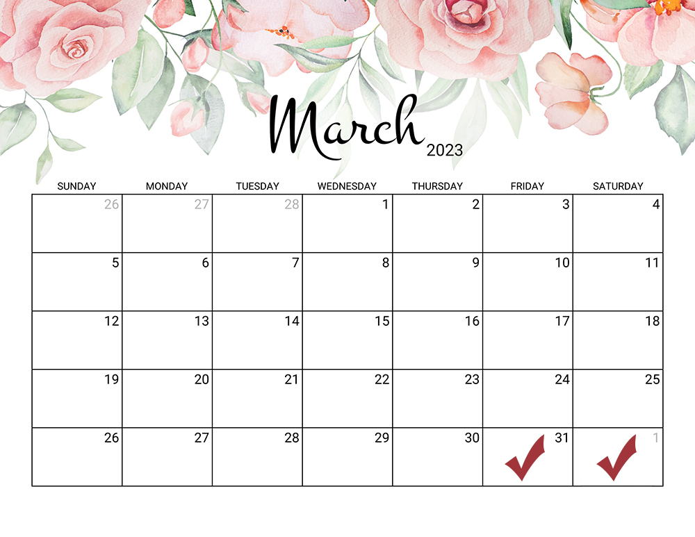 march-calendar-2023-printable-rose